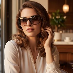 CHANEL interlocking CC logo brown oversized square Women's sunglasses